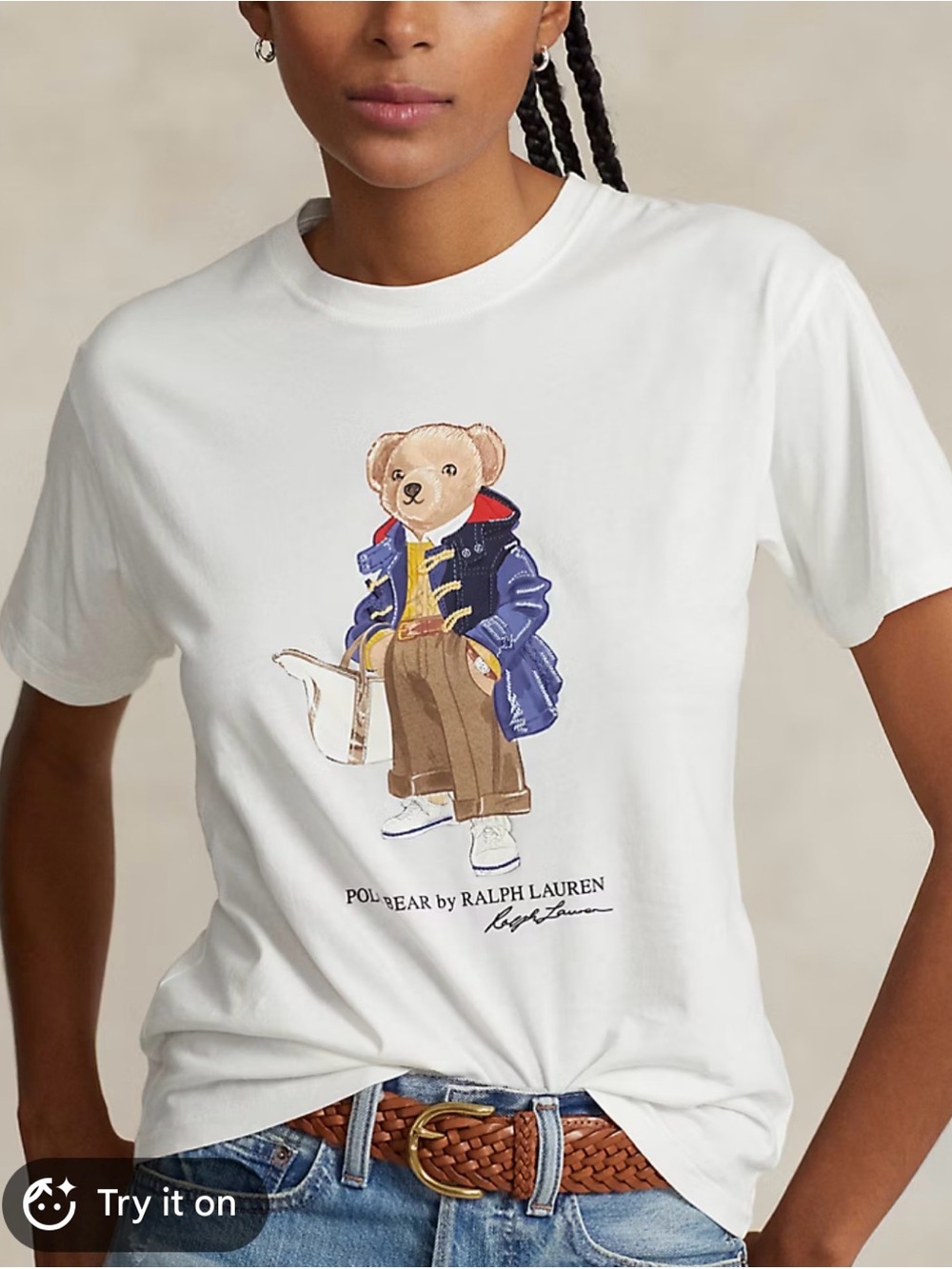 Ralph Lauren White Tee with Polo Bear Print